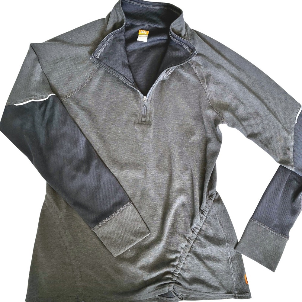 Lucy Pullover 1/4 Zip Top Thumbholes Side Cinch Activewear Layer Performance med